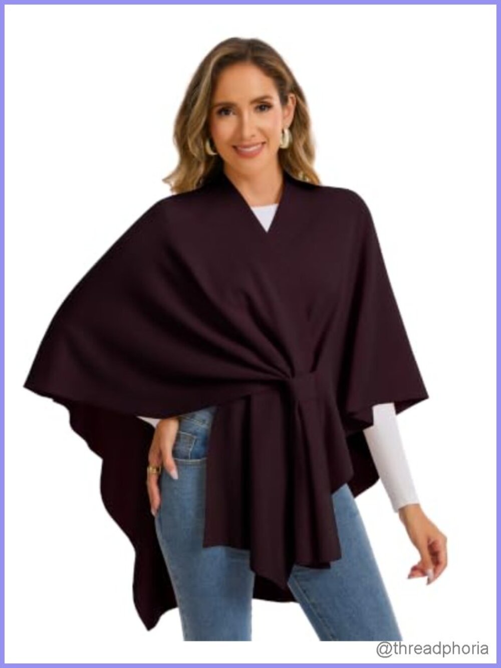 Cashmere Blend Shawl Wrap Poncho Knit Sweater Wraps for Women